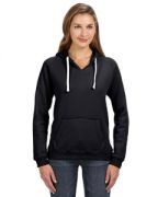 J America Ladies' Sydney Brushed V-Neck Hooded Sweatshirt