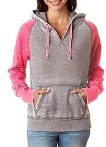 J America Ladies' Zen Contrast Pullover Hooded Sweatshirt