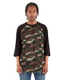 Shaka Wear Adult 6-ounce., 3/4-Sleeve Camo Raglan T-Shirt